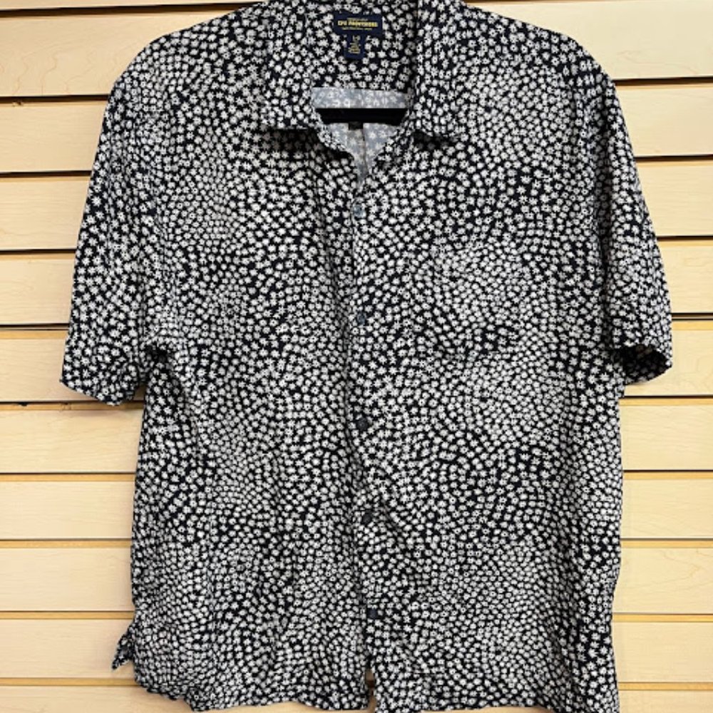 Black Floral Short Sleeve Button Up